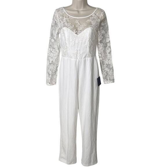 NWT Lulus Write Your Own Romance White Embroidered Long Sleeve Jumpsuit Size M - Picture 4 of 13